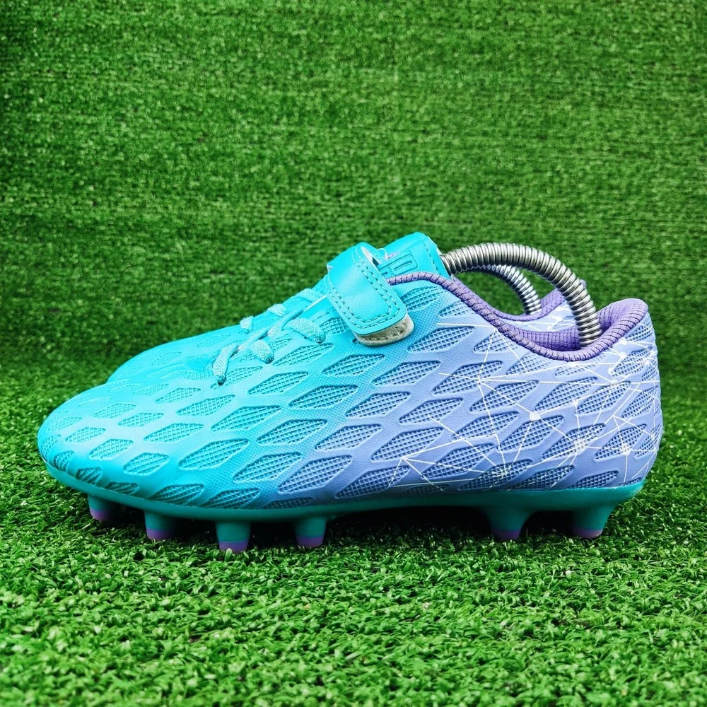 Deja Tu Huella Soccer Cleats Kids 3 Teal Purple Gradient Firm Ground Athletic